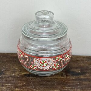 KIG Candy Cane Theme Apothecary Jar 1980's